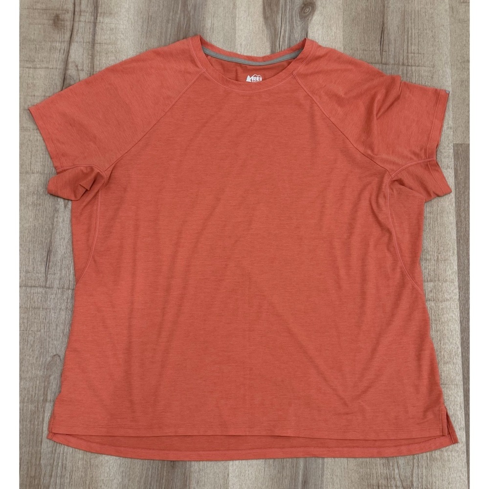 REI Co-op Women's XL Orange Performance Shirt Short Sleeve Hiking Running Top